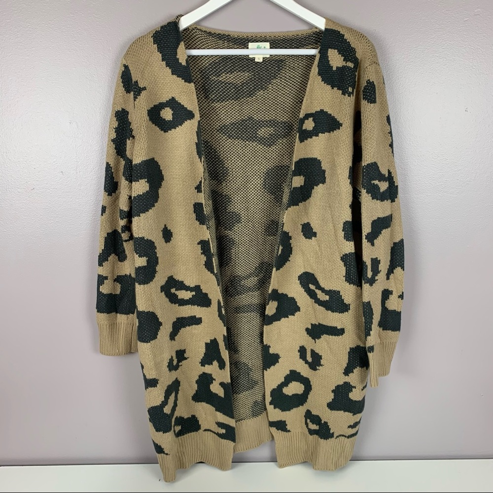 Blue Buttercup Leopard Cardigan Sweater Small